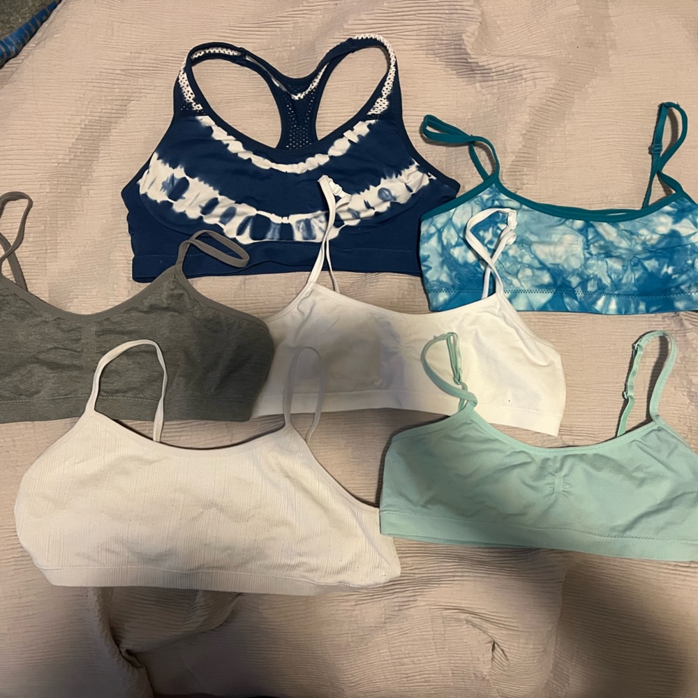 Hanes Kids Sports Bras - Blue, Gray, White, Teal
